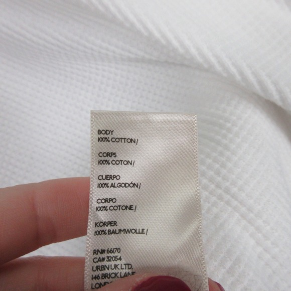 We The Free People Womens Microphone Drop Thermal White Waffle Long Sleeve Top S - Picture 7 of 12